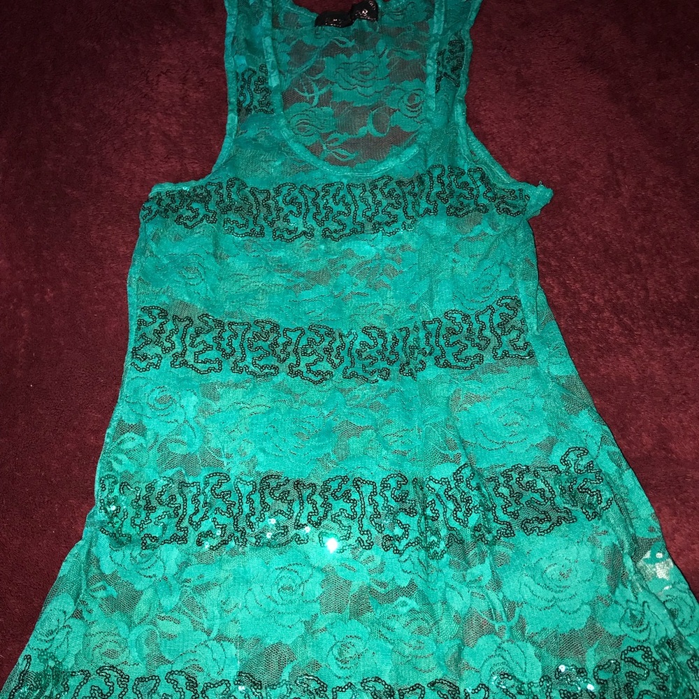 Blue see through tank top